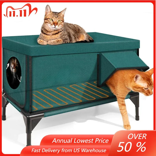 Premium Heated Cat House for Outside in Winter